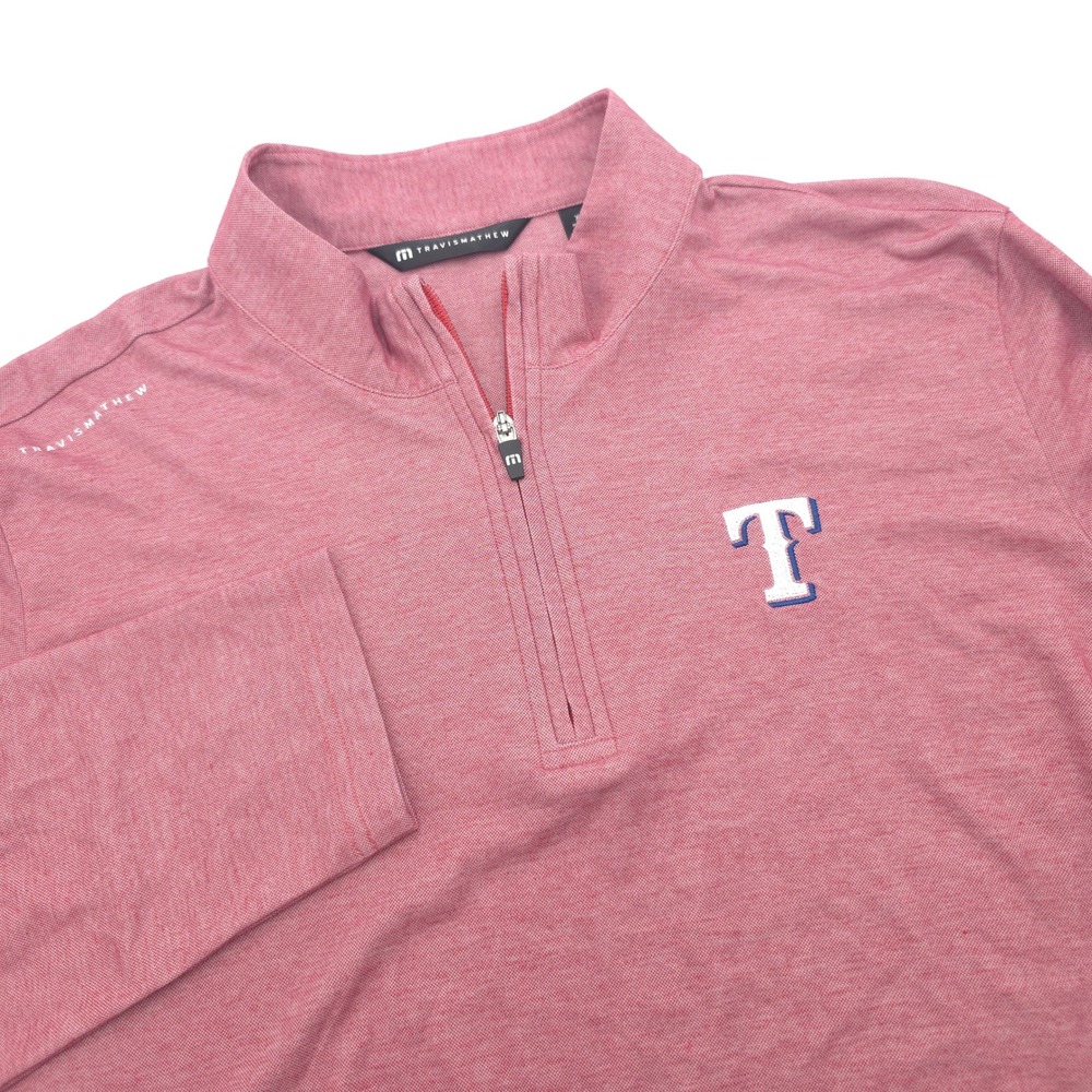 Travis Mathew Texas Rangers MLB Quarter Zip Pullover Mens XL Red Heathered Golf